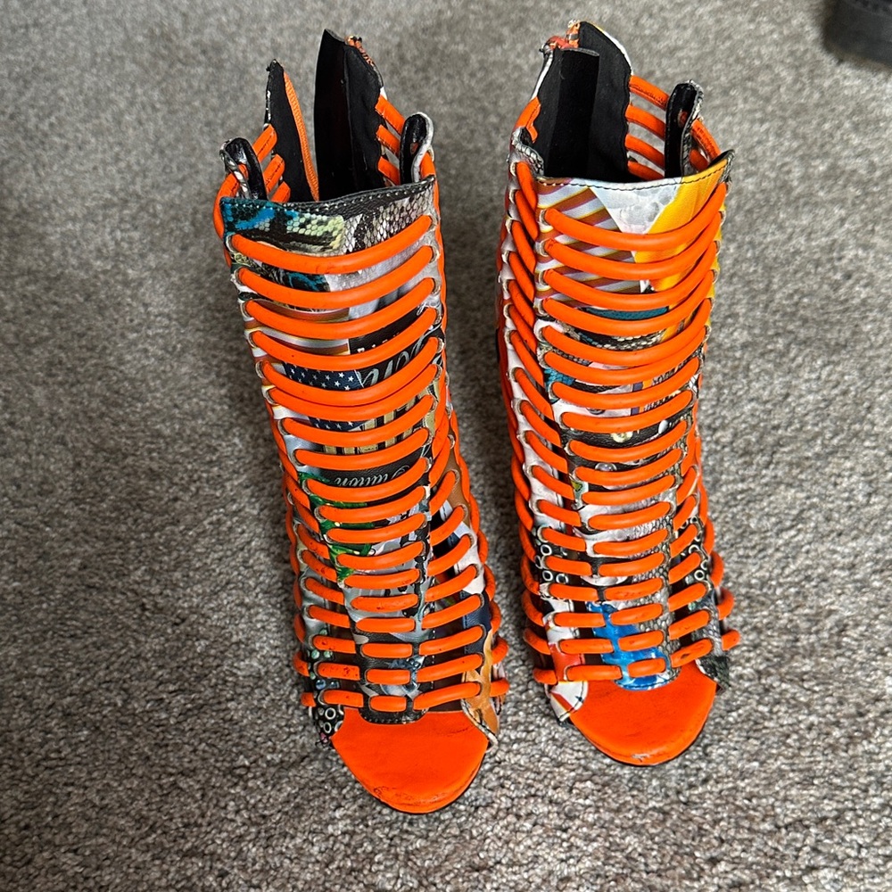 Vibrant Orange Strappy Women's Shoes